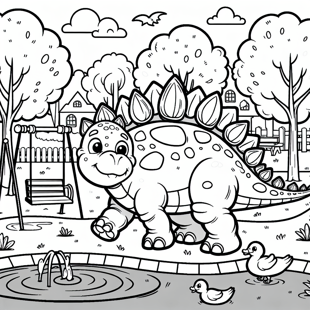 Стегозавр в парке