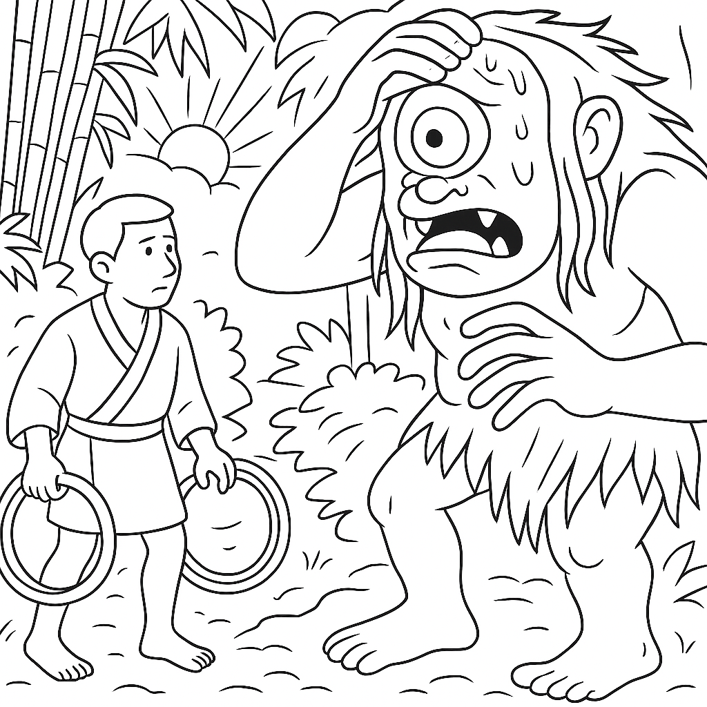 Раскраска по сказке "Горное чудище — омои"