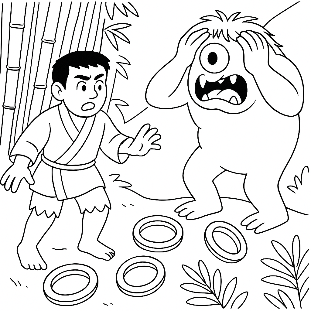 Раскраска по сказке "Горное чудище — омои"