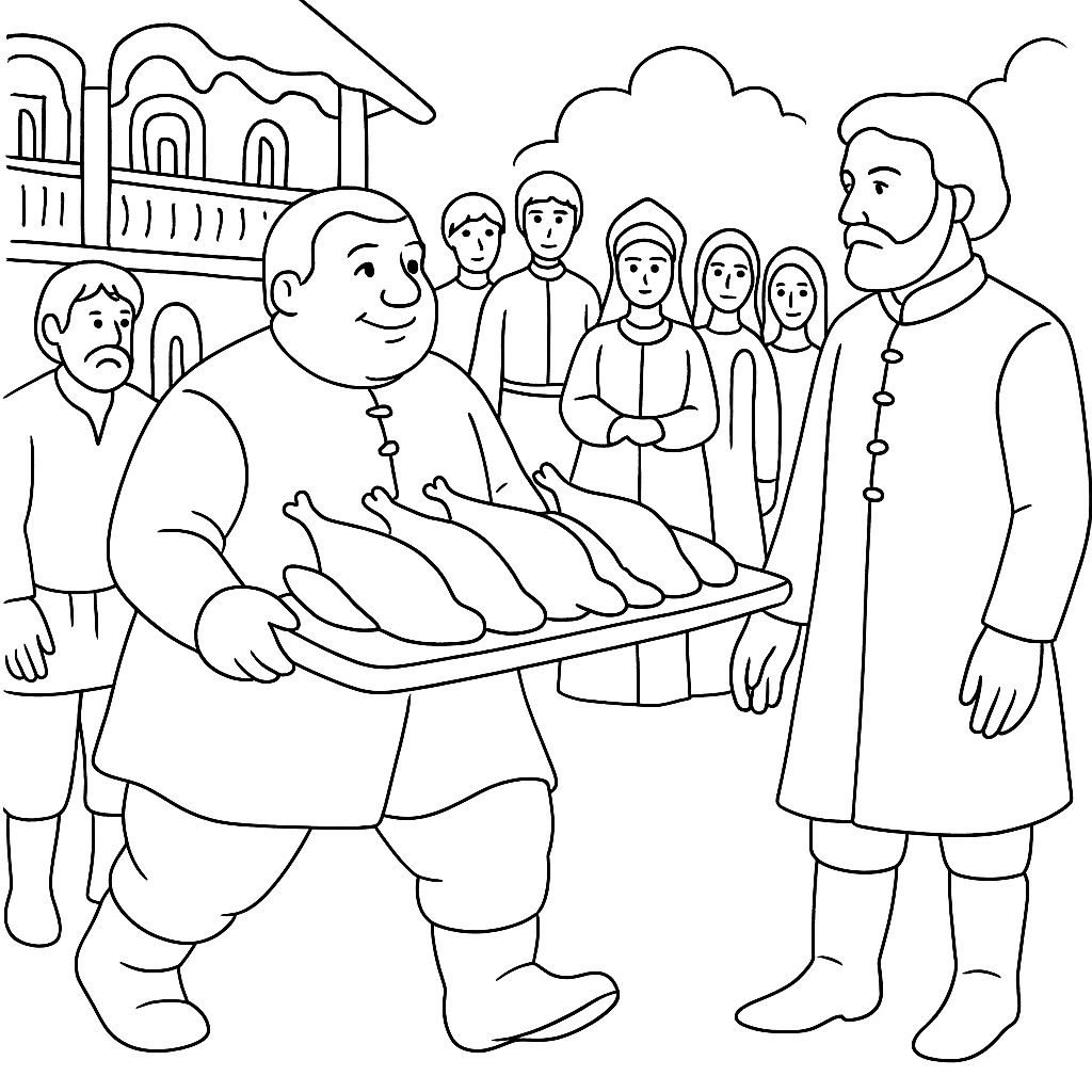 Раскраска по сказке "Умный мужик"