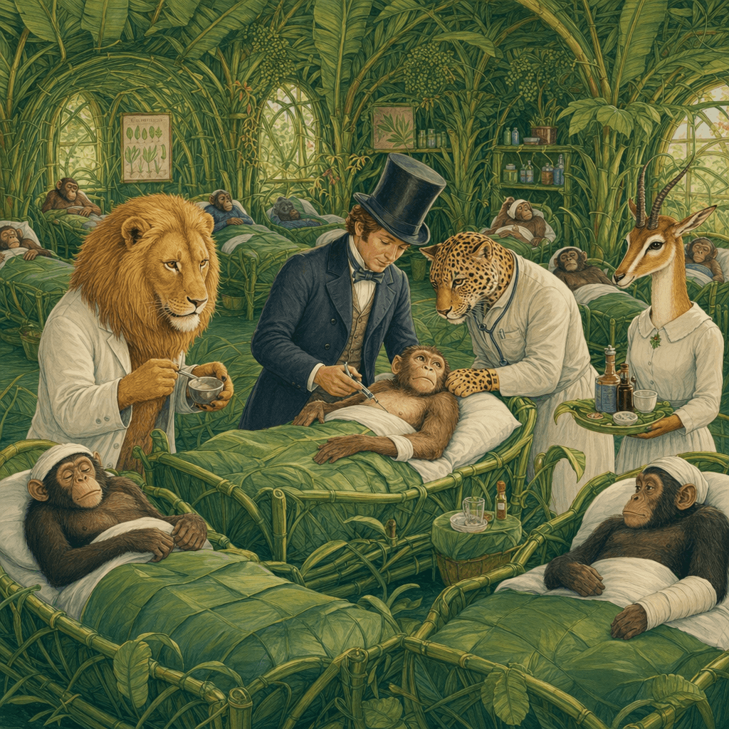 Доктор Дулитл лечит обезьян с помощью зверей