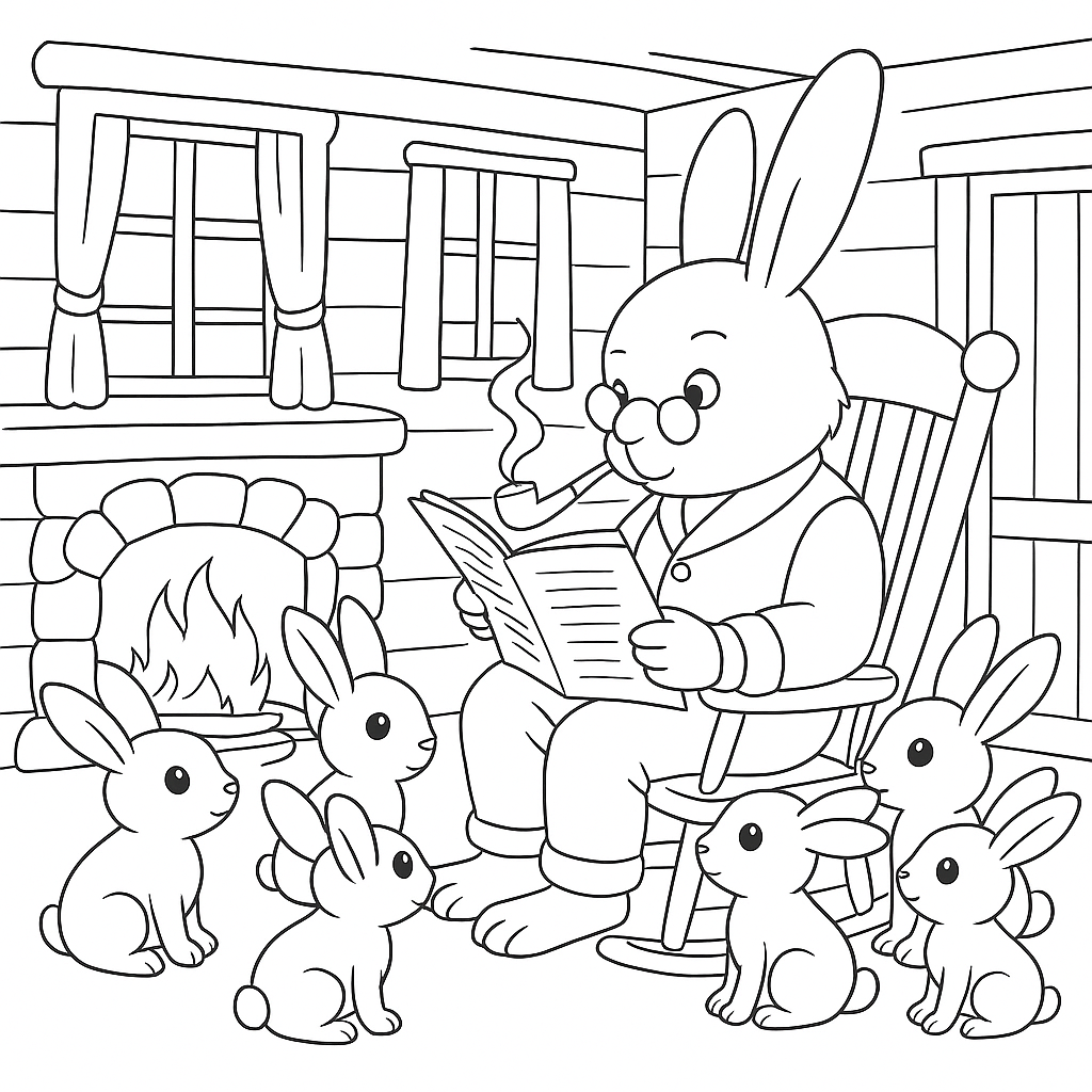 Раскраска по сказке "Как братец волк попал в беду"