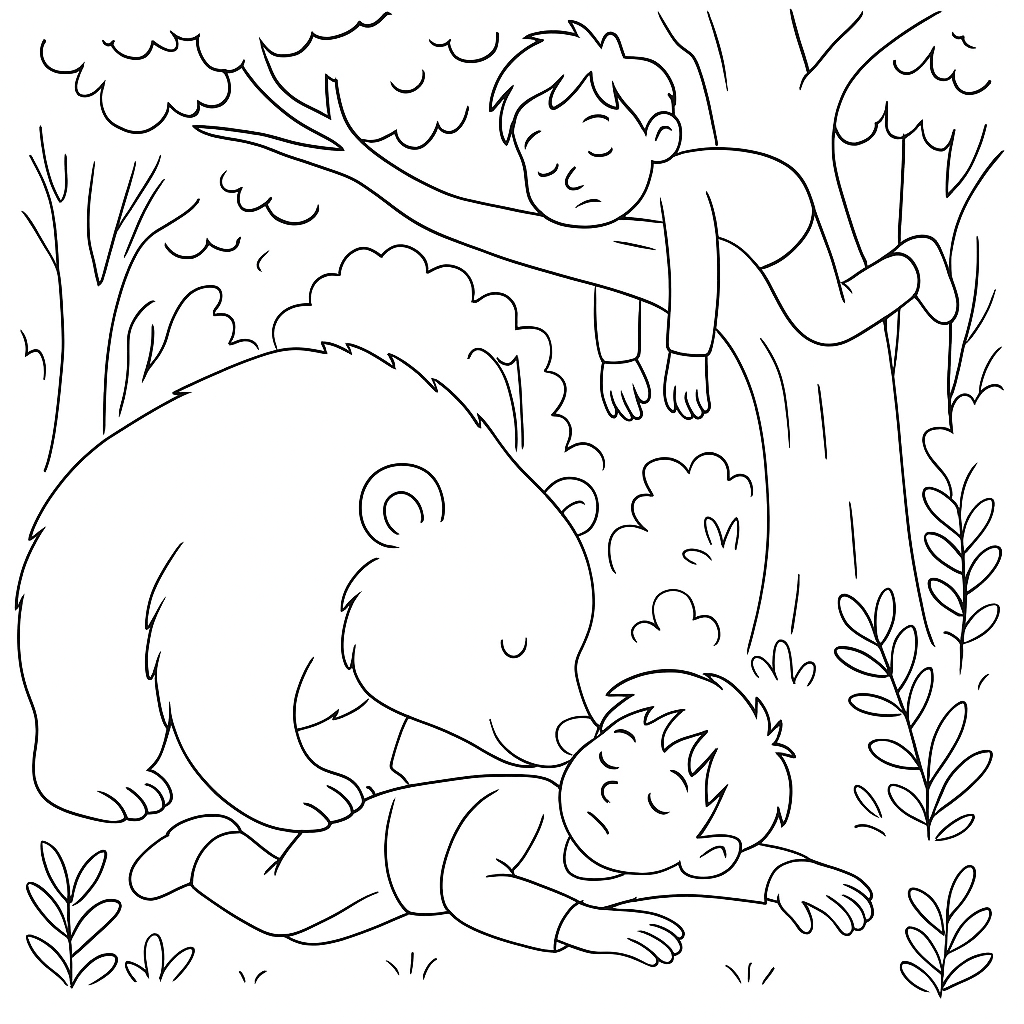 Раскраска по сказке "Два товарища"