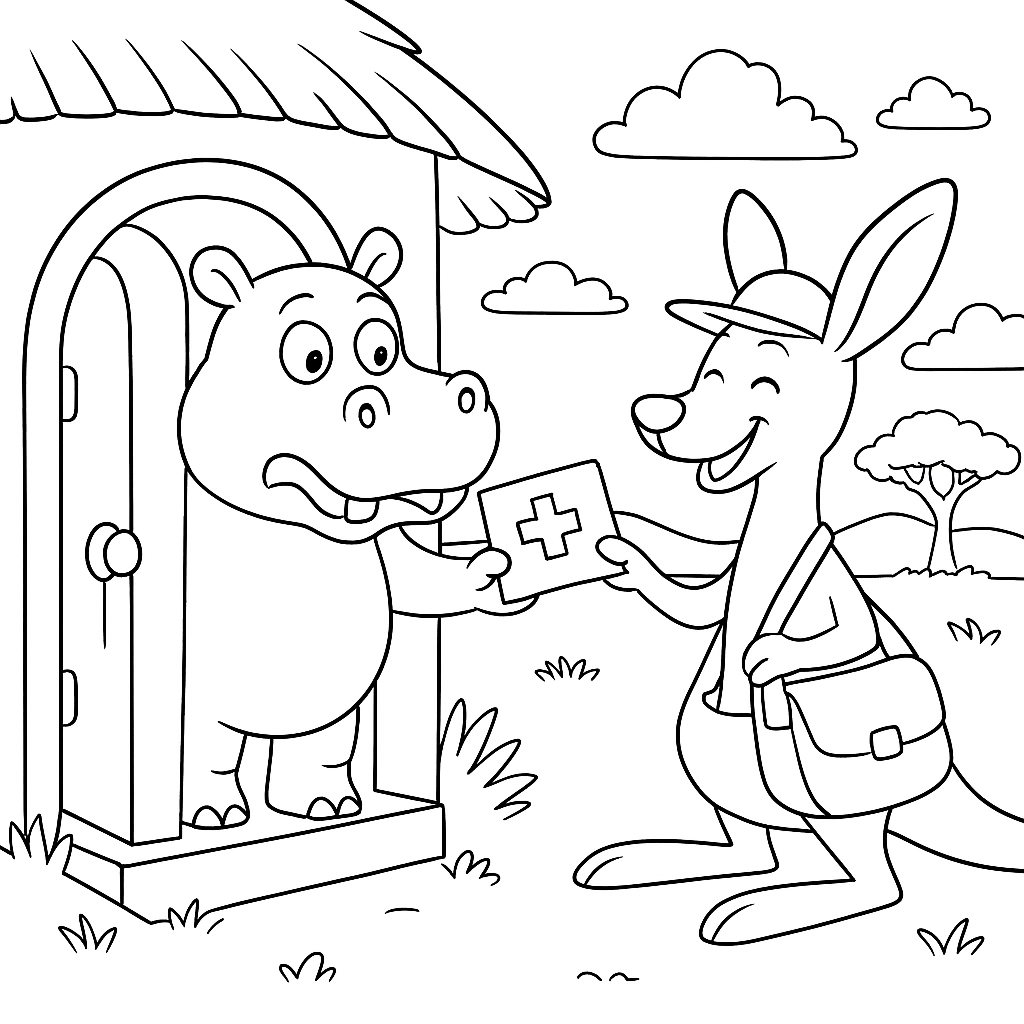 Раскраска по сказке "Про Бегемота, который боялся прививок"