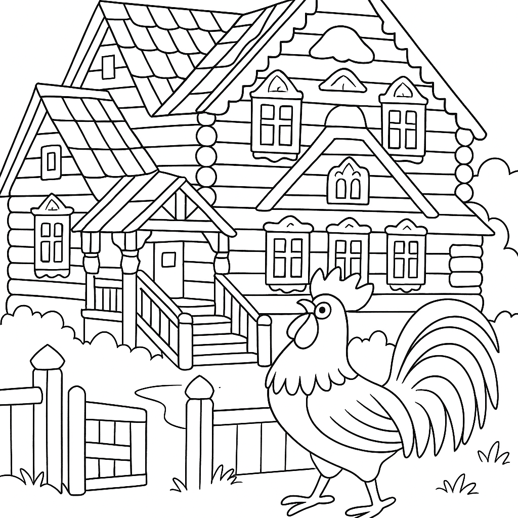 Раскраска по сказке "Петух и жерновцы"