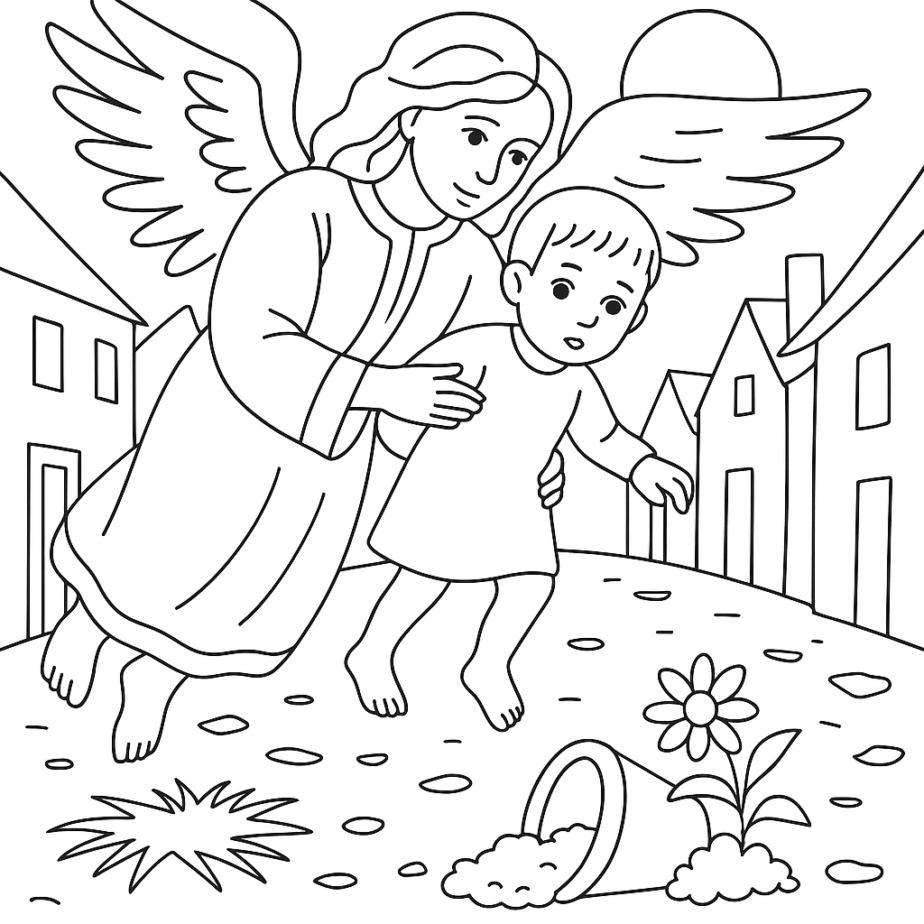 Раскраска по сказке "Ангел"