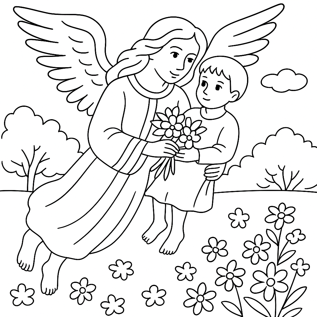 Раскраска по сказке "Ангел"