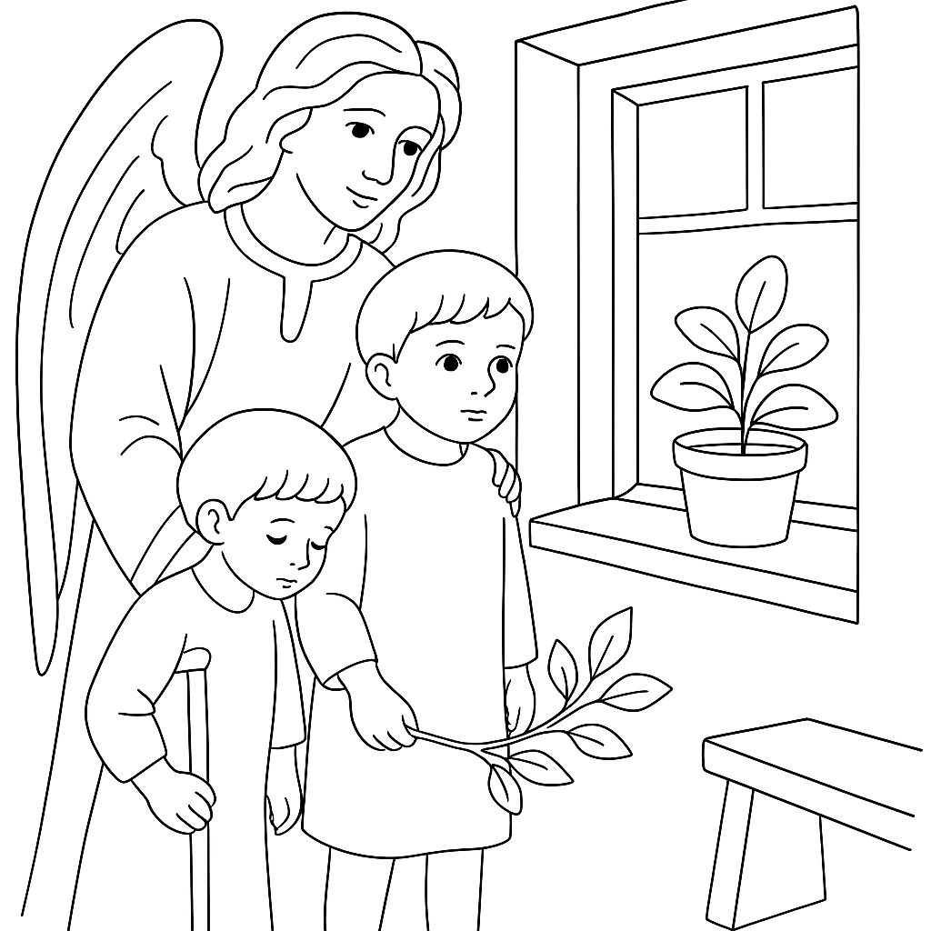 Раскраска по сказке "Ангел"