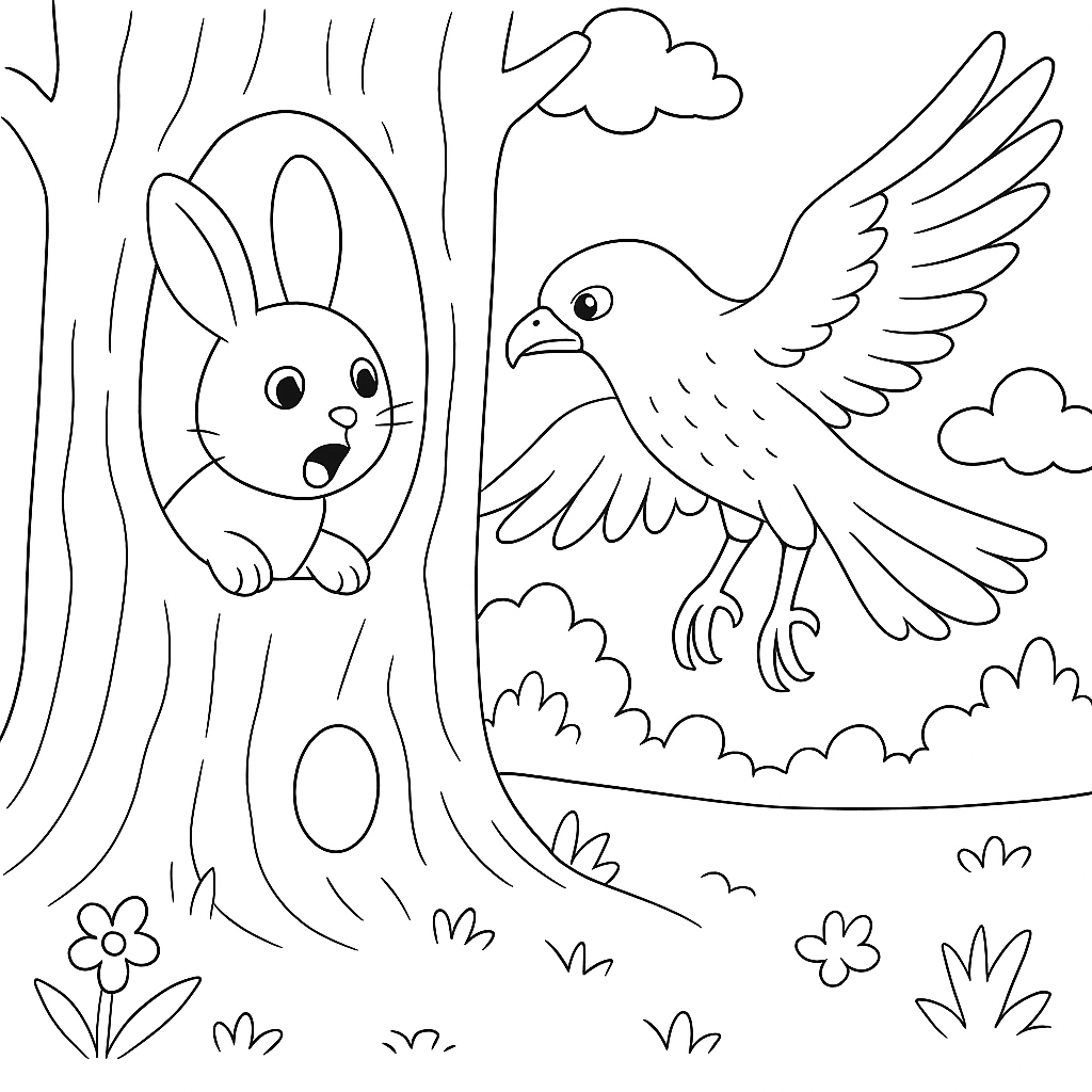 Раскраска по сказке "Как братец кролик опять перехитрил братца лиса"