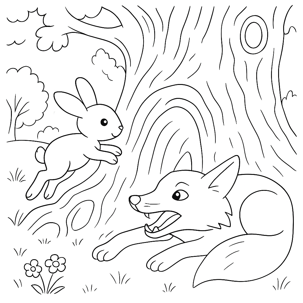 Раскраска по сказке "Как братец кролик опять перехитрил братца лиса"