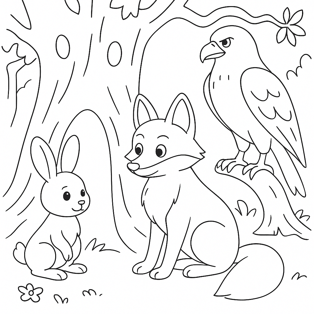 Раскраска по сказке "Как братец кролик опять перехитрил братца лиса"