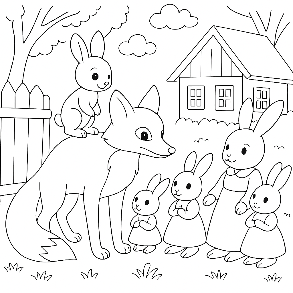 Раскраска по сказке "Как братец кролик опять перехитрил братца лиса"
