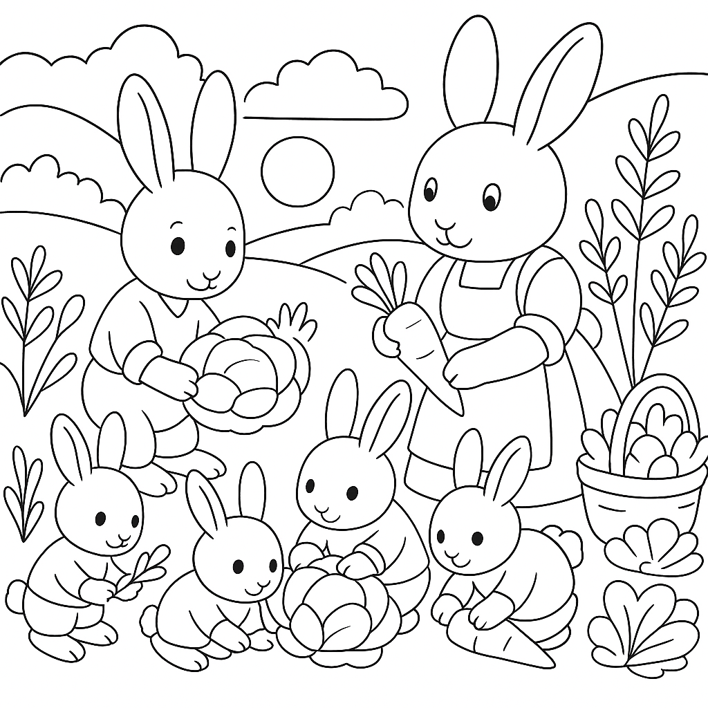 Раскраска по сказке "Братец кролик и братец лис"