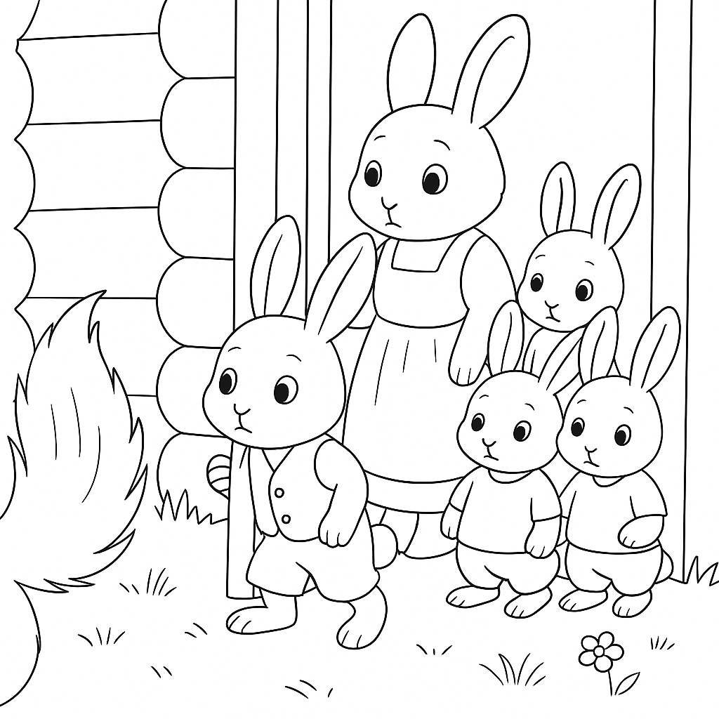 Раскраска по сказке "Братец кролик и братец лис"