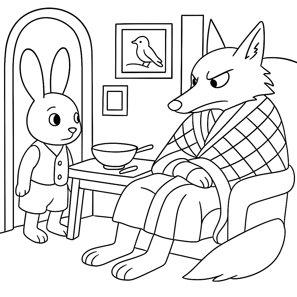 Раскраска по сказке "Братец кролик и братец лис"
