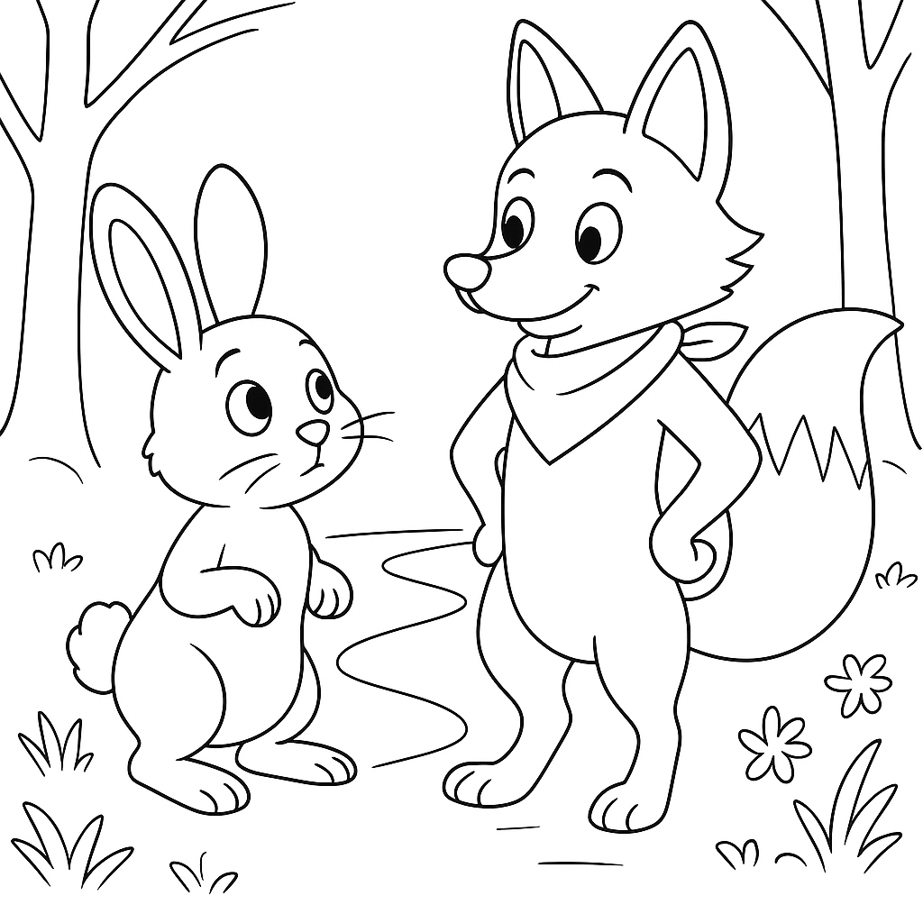 Раскраска по сказке "Как братец кролик лишился хвоста"