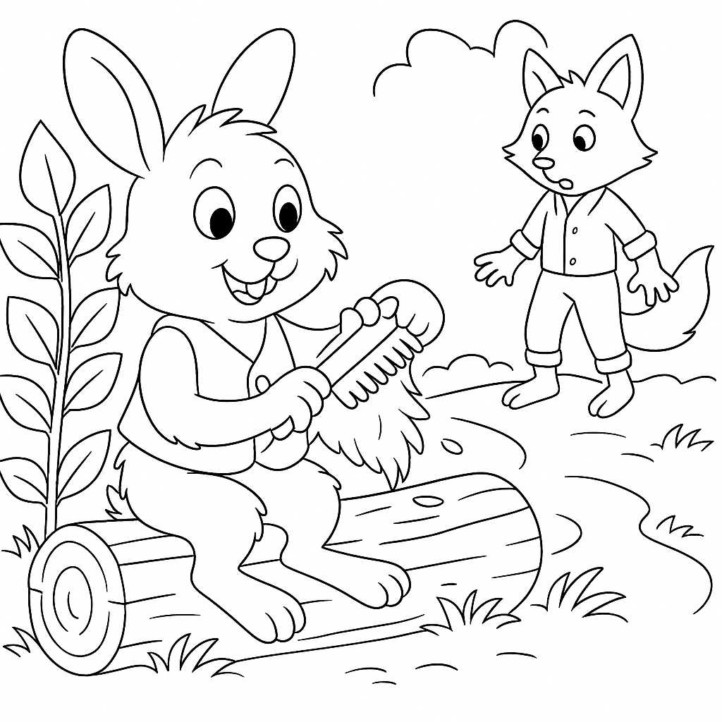 Раскраска по сказке "Как братец кролик перехитрил братца лиса"