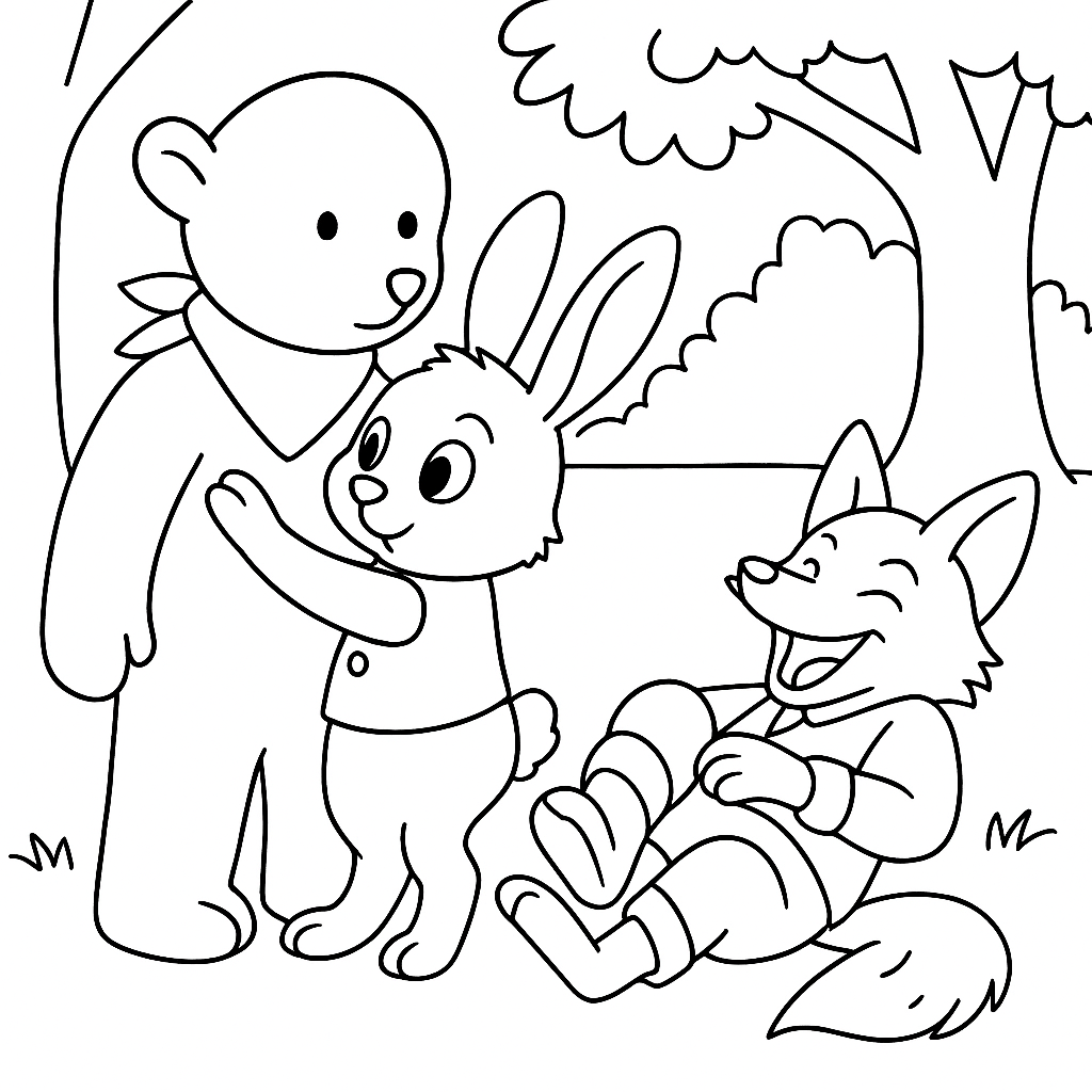 Раскраска по сказке "Как братец кролик перехитрил братца лиса"