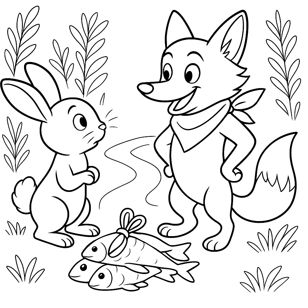 Раскраска по сказке "Как братец кролик лишился хвоста"