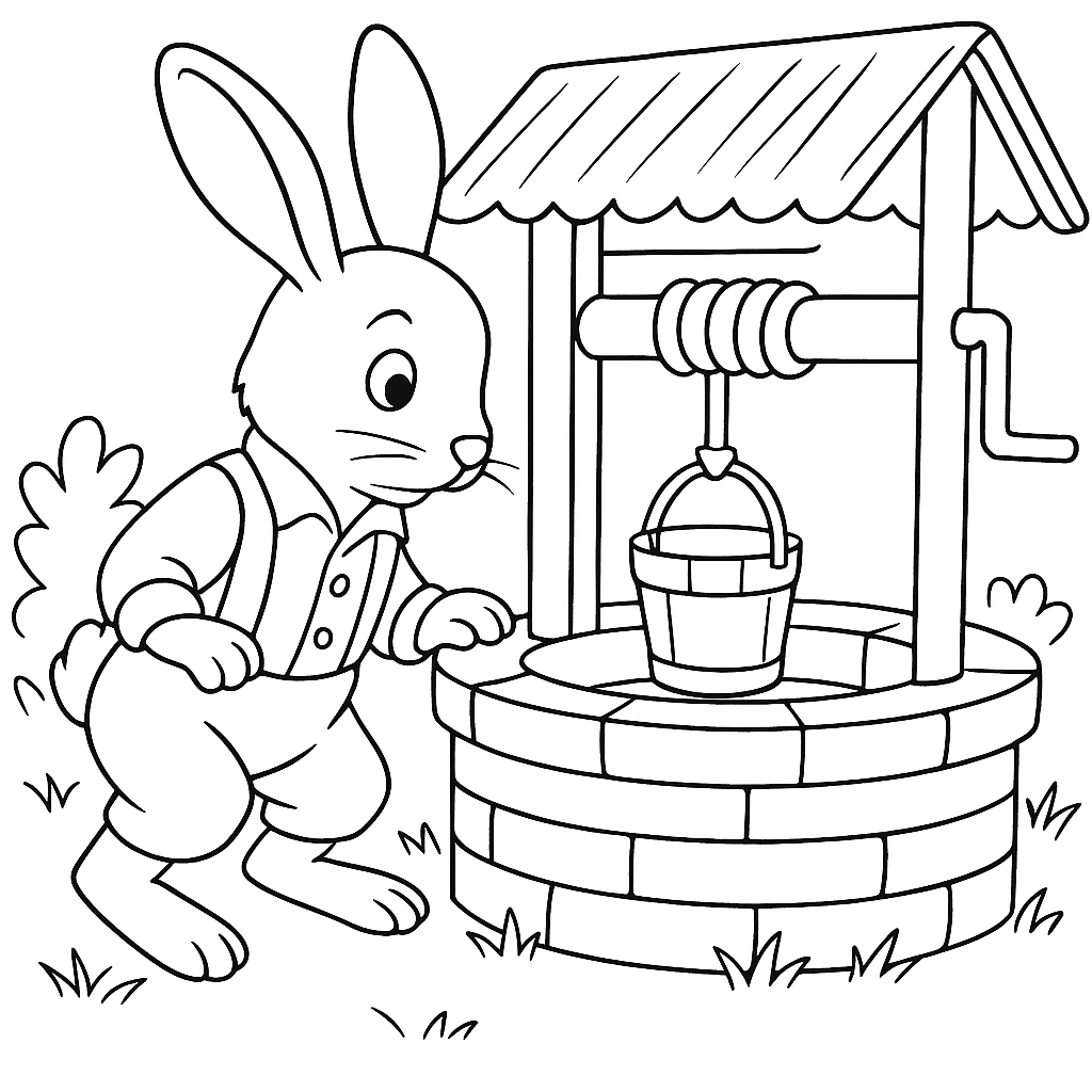 Раскраска по сказке "Братец кролик — рыболов"