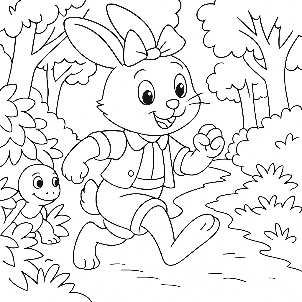 Раскраска по сказке "Как братец черепаха победил братца кролика"