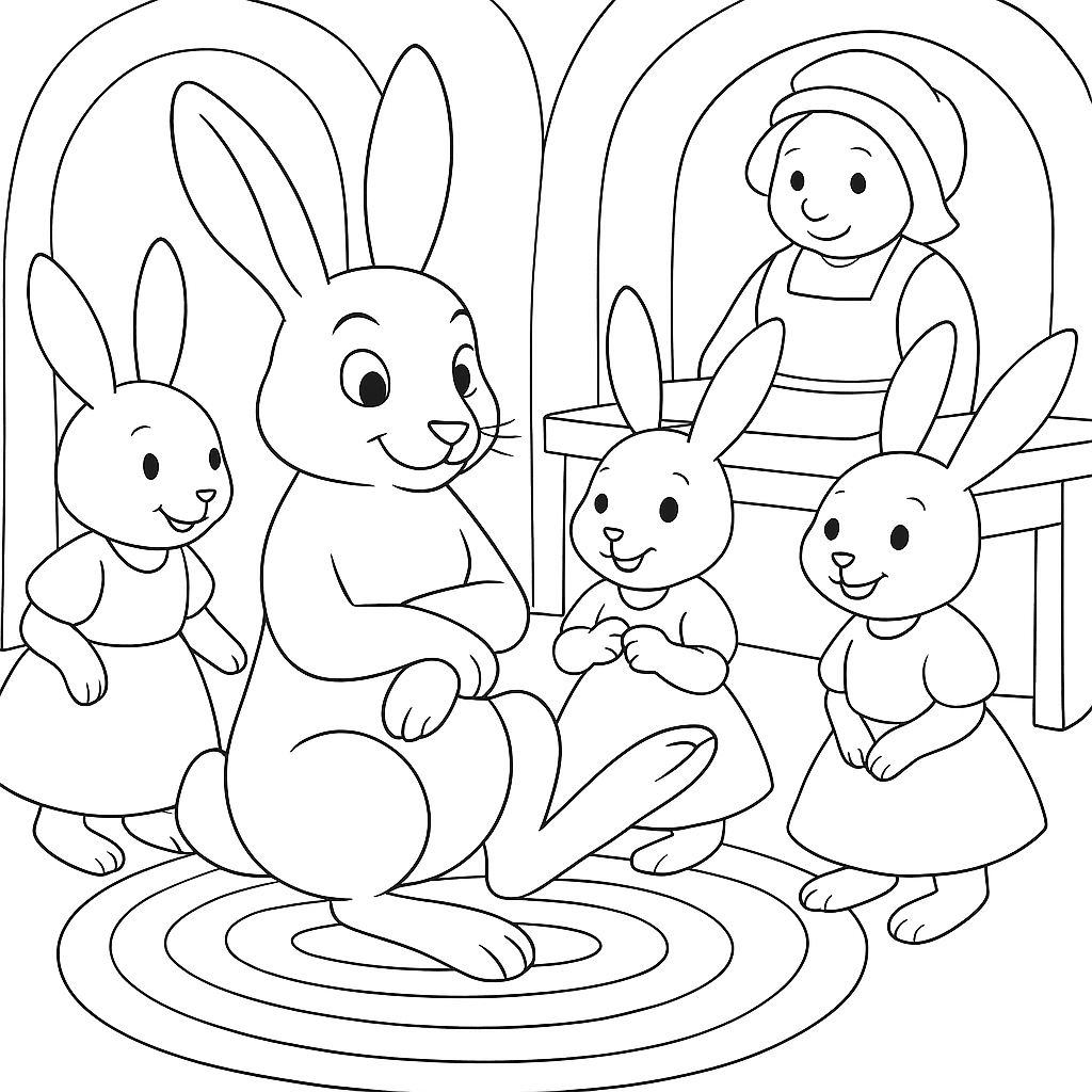 Раскраска по сказке "Сказка про лошадь братца кролика"