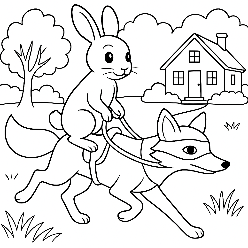 Раскраска по сказке "Сказка про лошадь братца кролика"