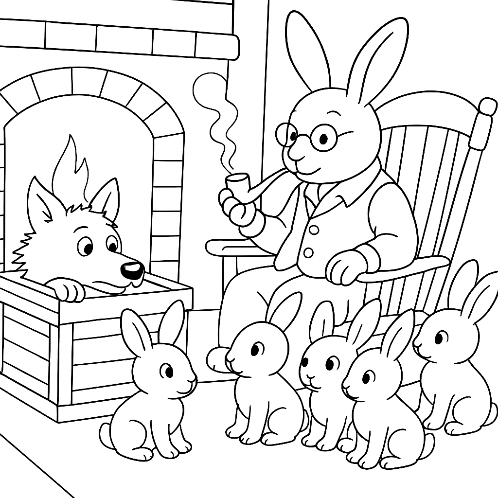 Раскраска по сказке "Как братец волк попал в беду"