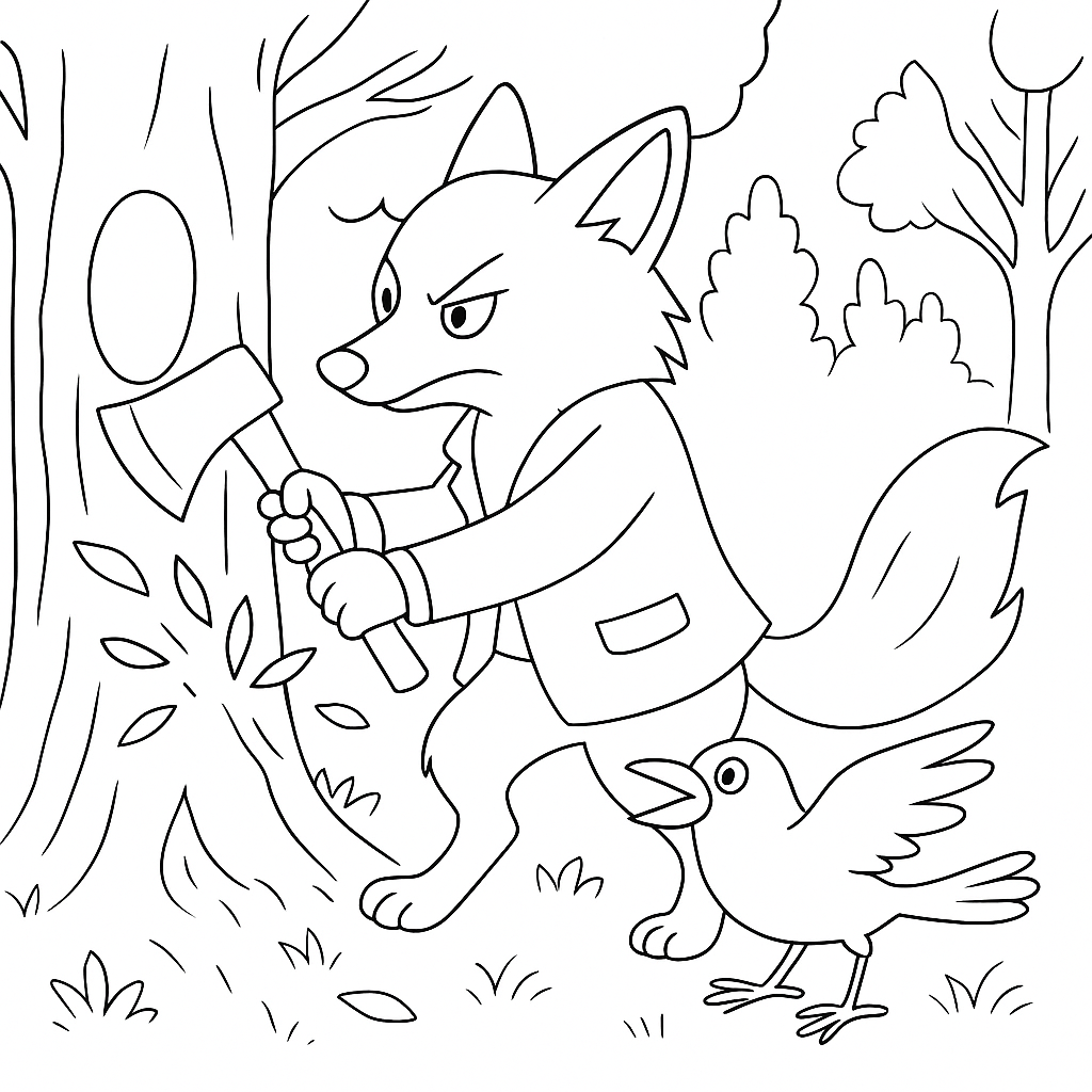 Раскраска по сказке "Как братец сарыч перехитрил братца лиса"