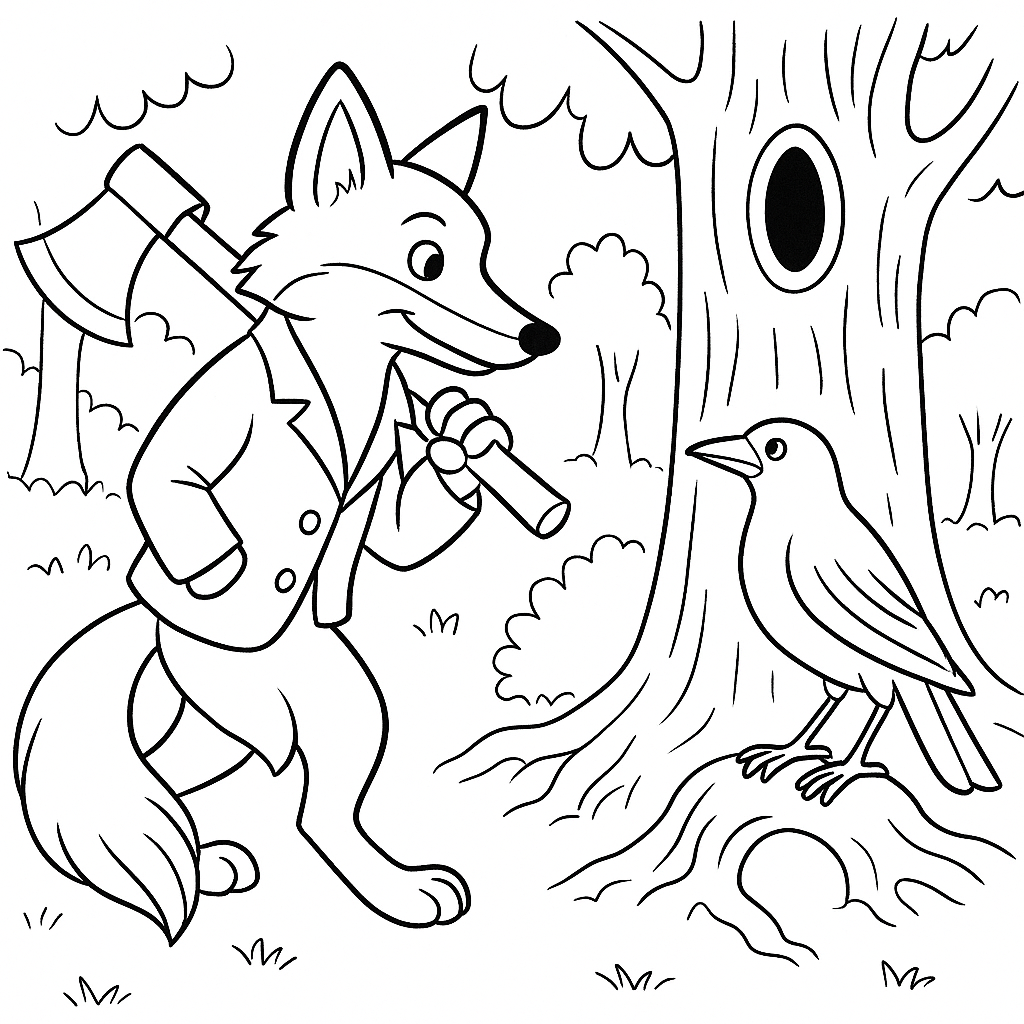 Раскраска по сказке "Как братец сарыч перехитрил братца лиса"