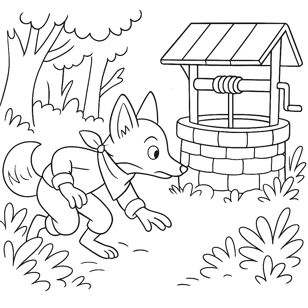 Раскраска по сказке "Братец кролик — рыболов"