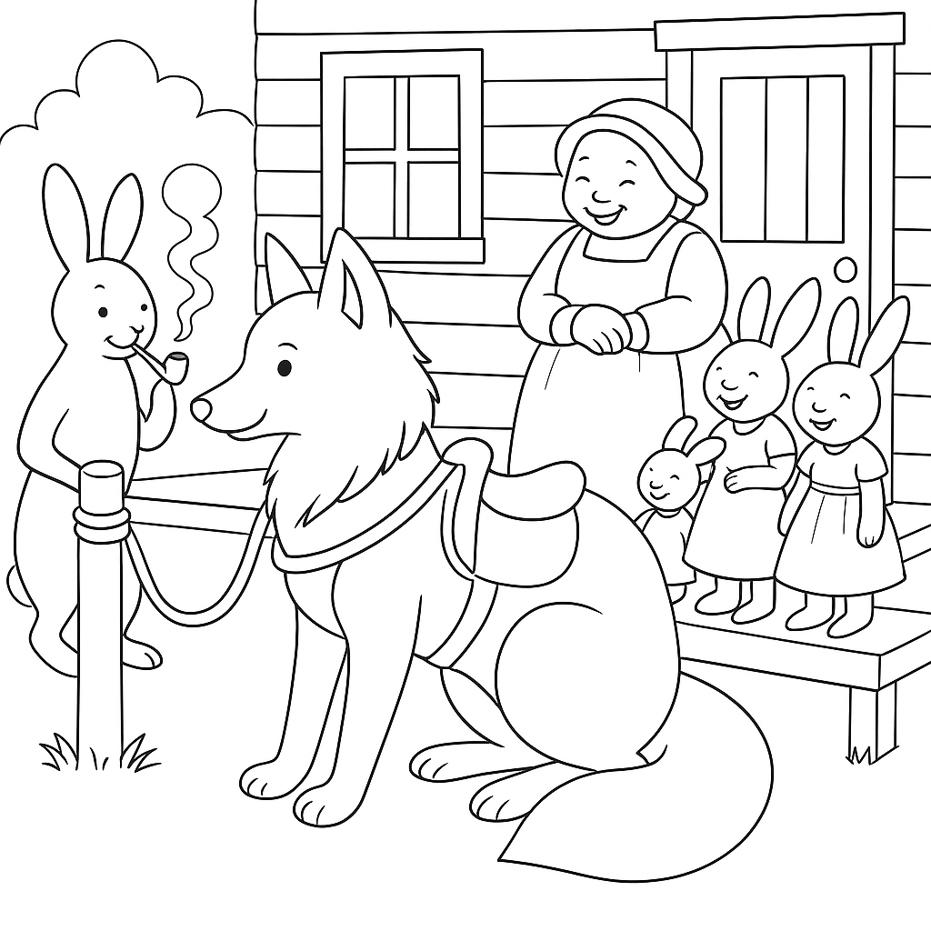 Раскраска по сказке "Сказка про лошадь братца кролика"