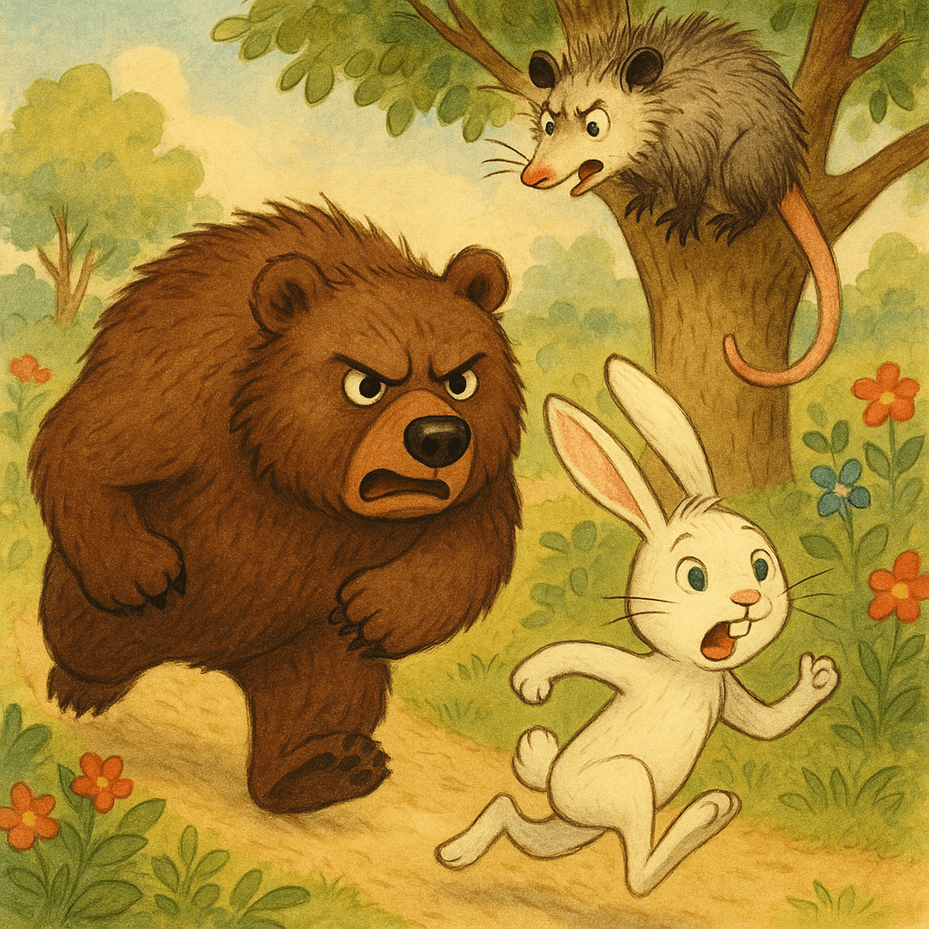 Братец Медведь бежит в сад, а братец Кролик скачет рядом