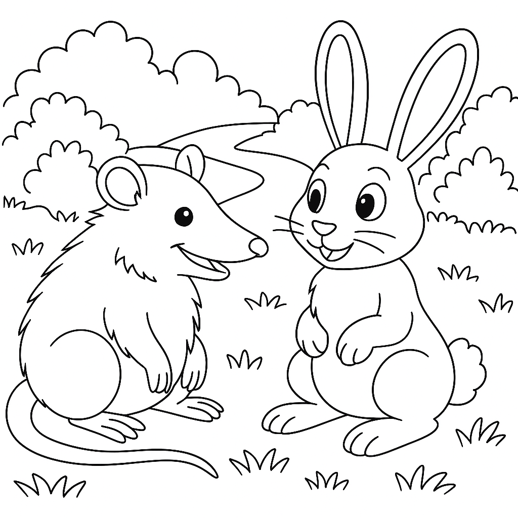 Раскраска по сказке "Почему у братца опоссума голый хвост"