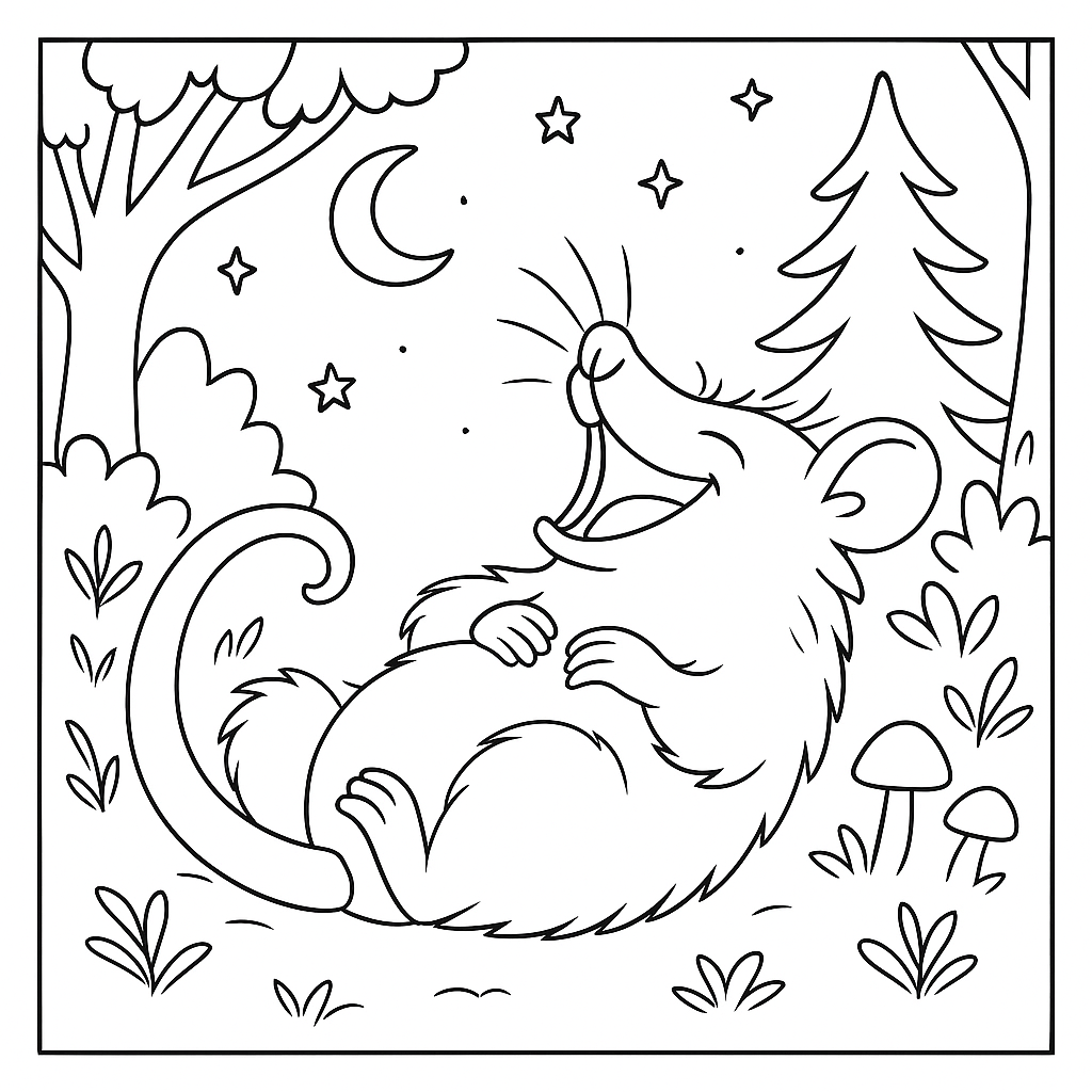 Раскраска по сказке "Храбрый братец опоссум"