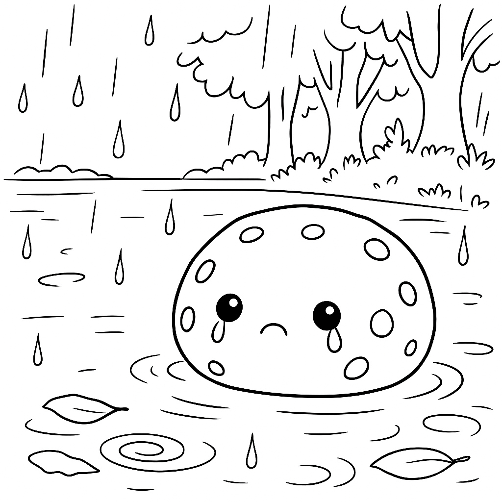 Раскраска по сказке "Про лужу и булочку с изюмом"