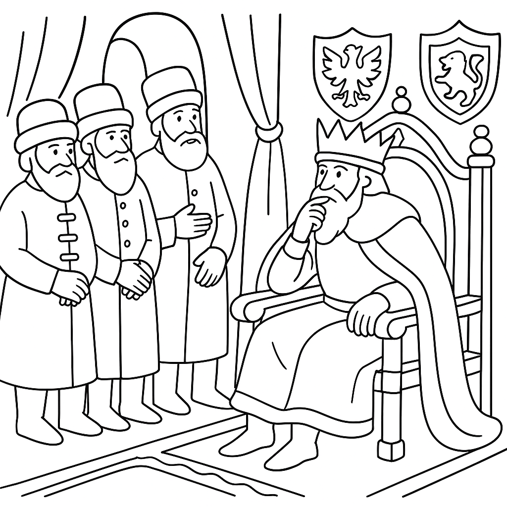 Раскраска по сказке "Мужик и царь"