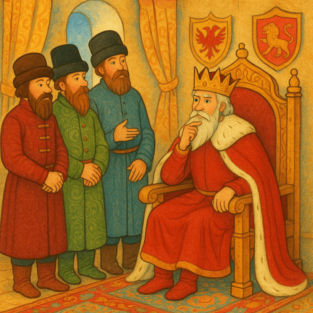 Царь советуется с боярами в тронном зале