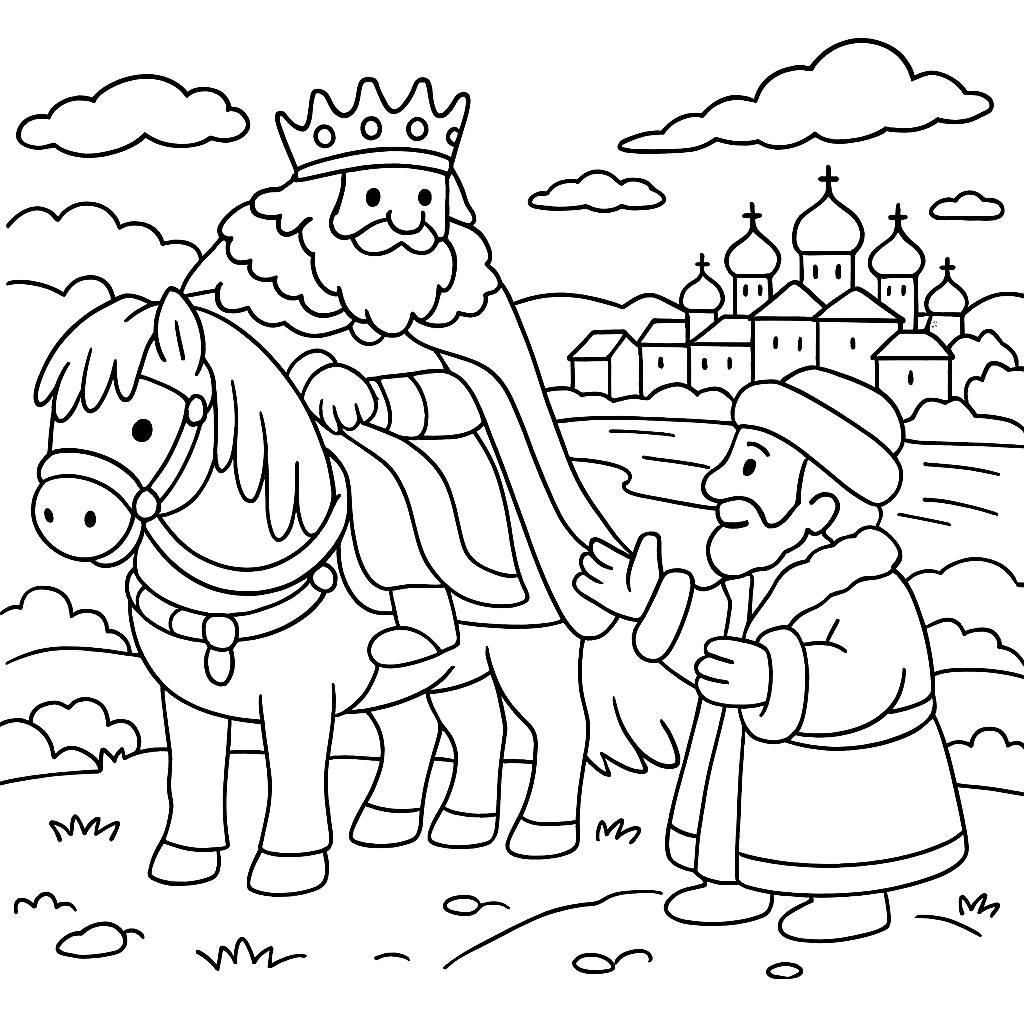 Раскраска по сказке "Авдотья рязаночка"