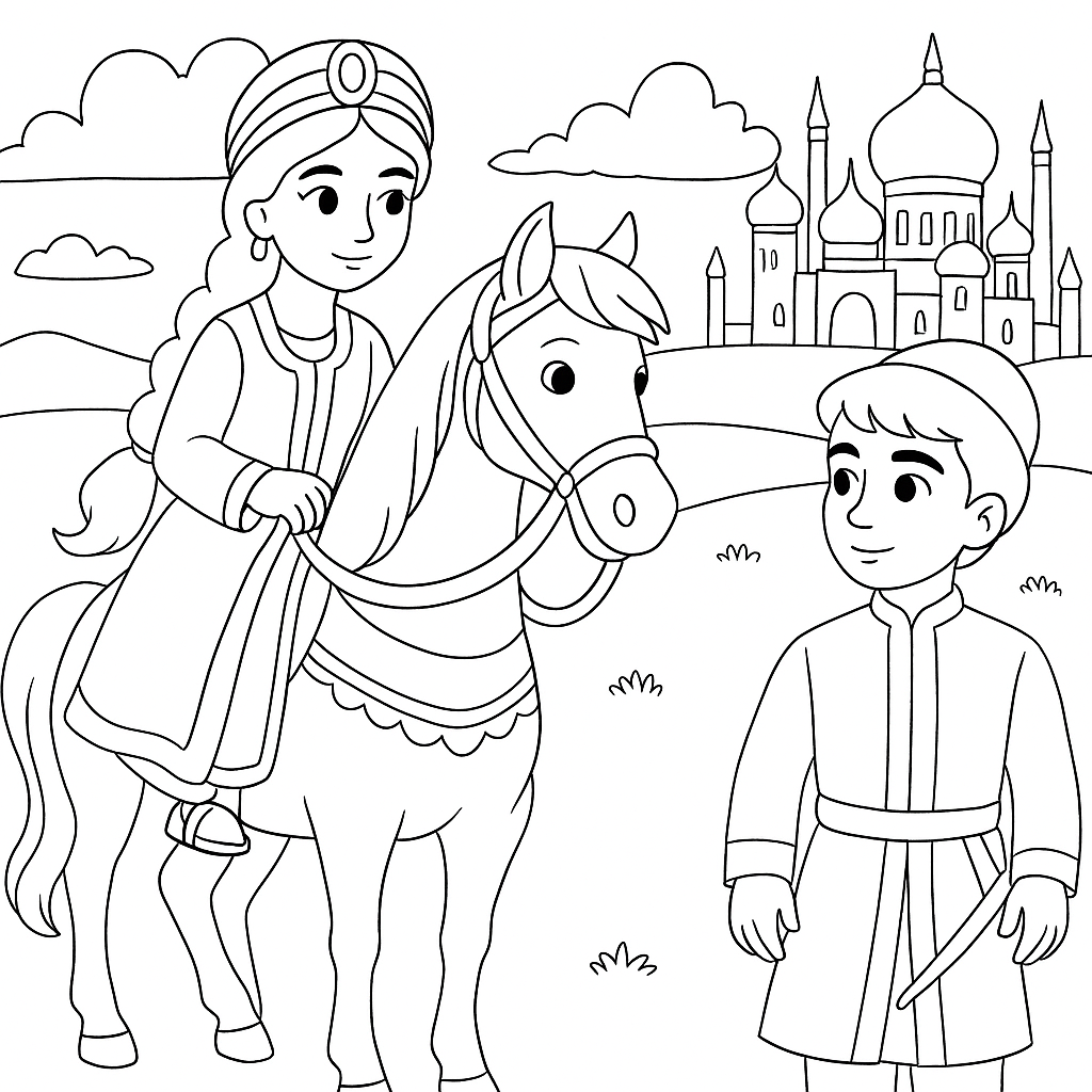 Раскраски: Прекрасная царевна аламарай