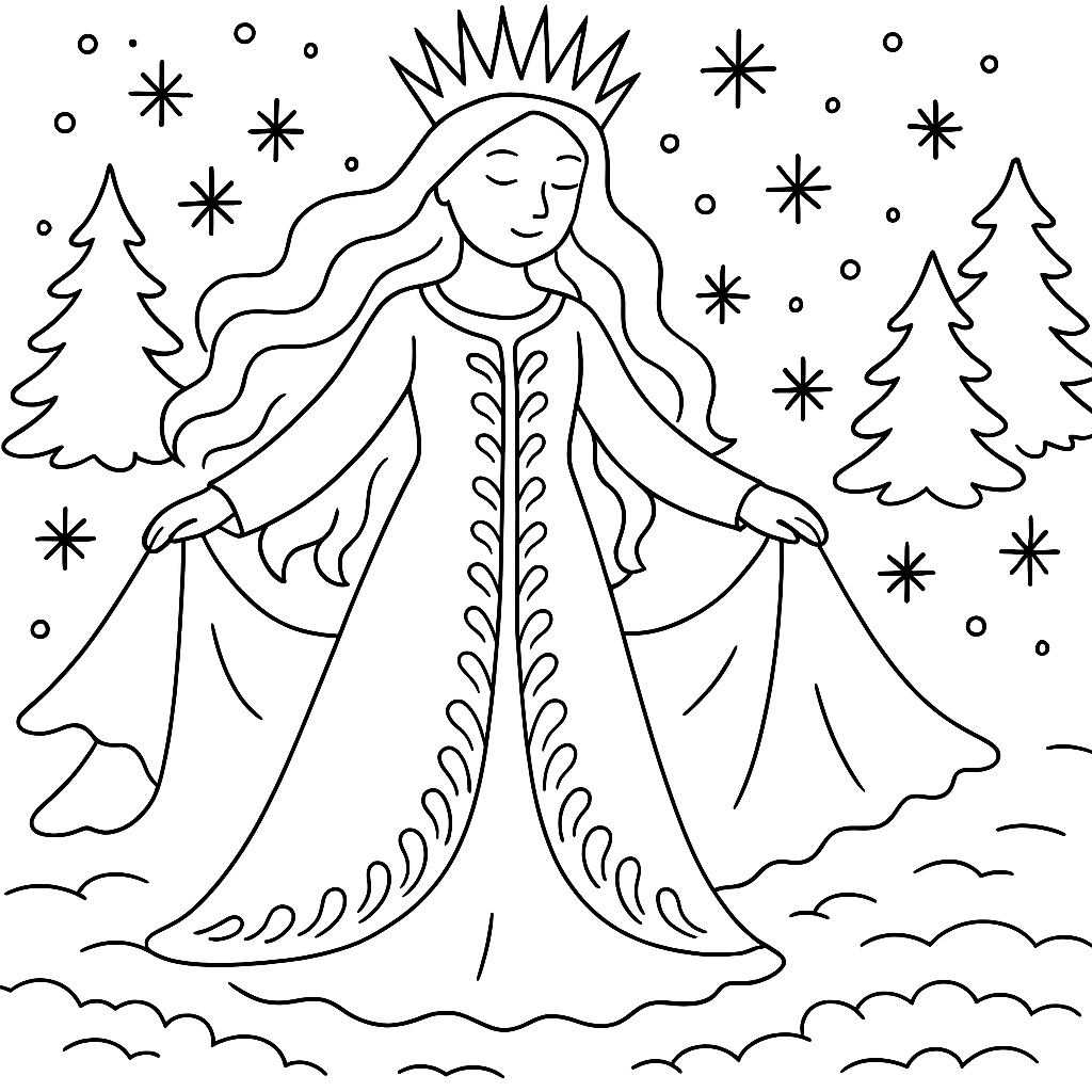 Раскраска по сказке "Чудная снежинка"