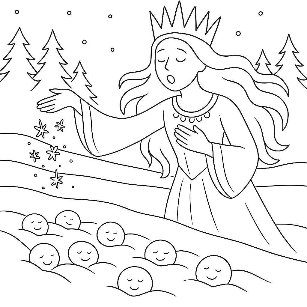 Раскраска по сказке "Чудная снежинка"