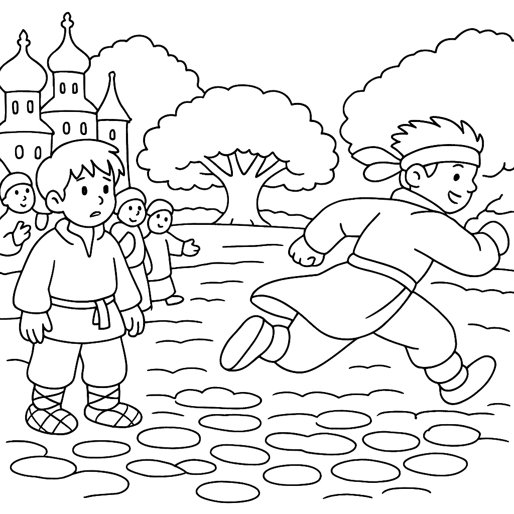 Раскраска по сказке "Летучий корабль"