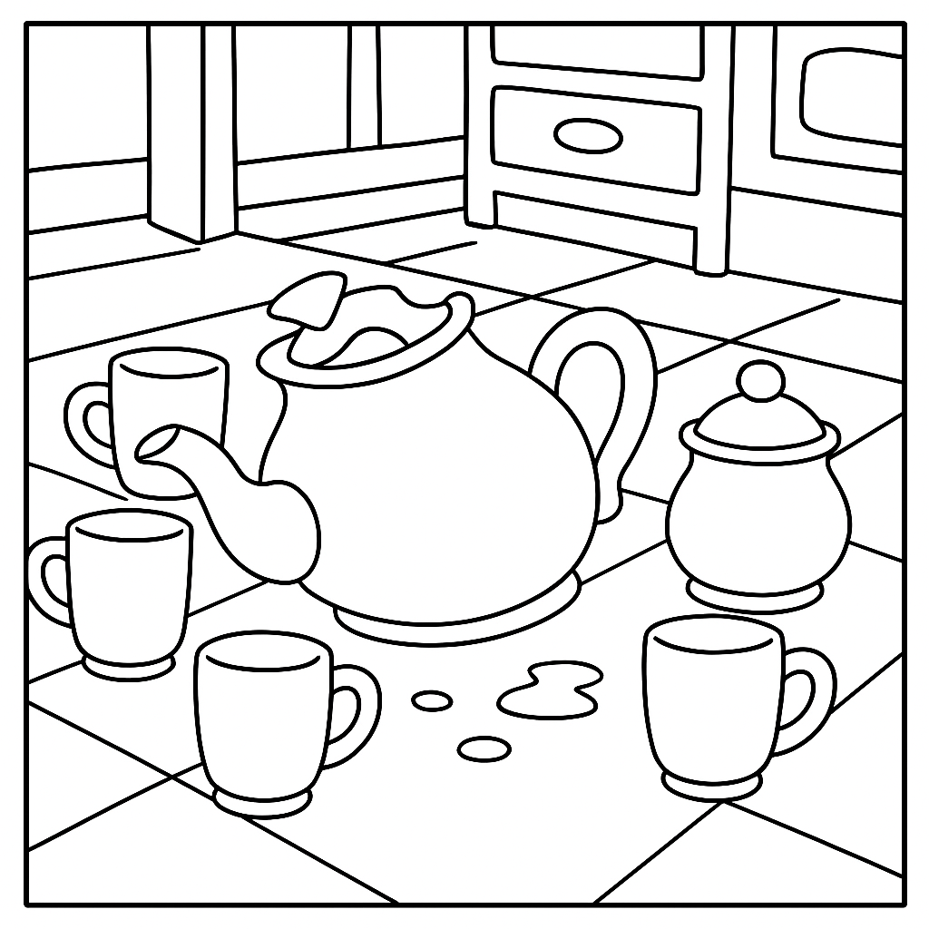 Раскраска по сказке "Чайник"