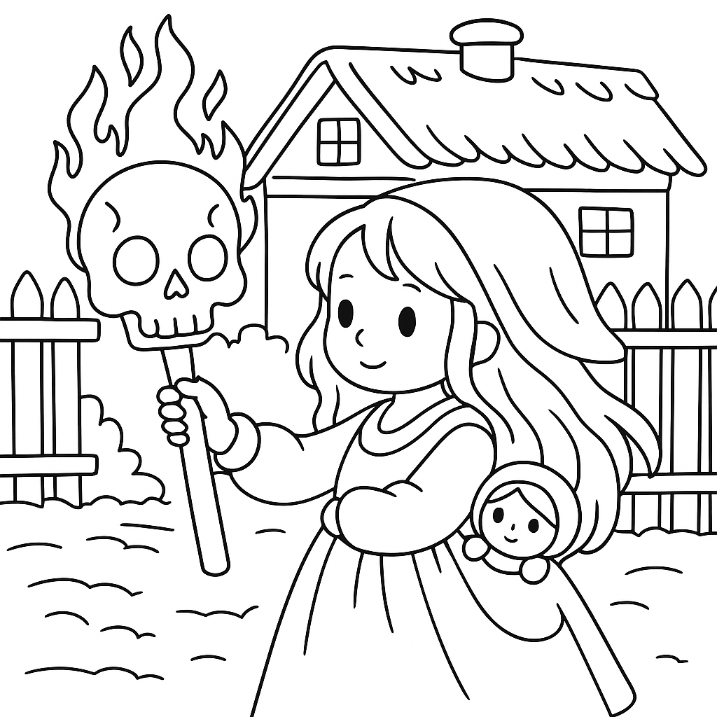 Раскраска по сказке "Василиса прекрасная"