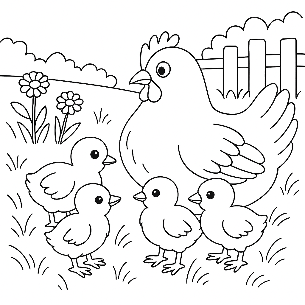 Раскраска по сказке "Курица на столбах"