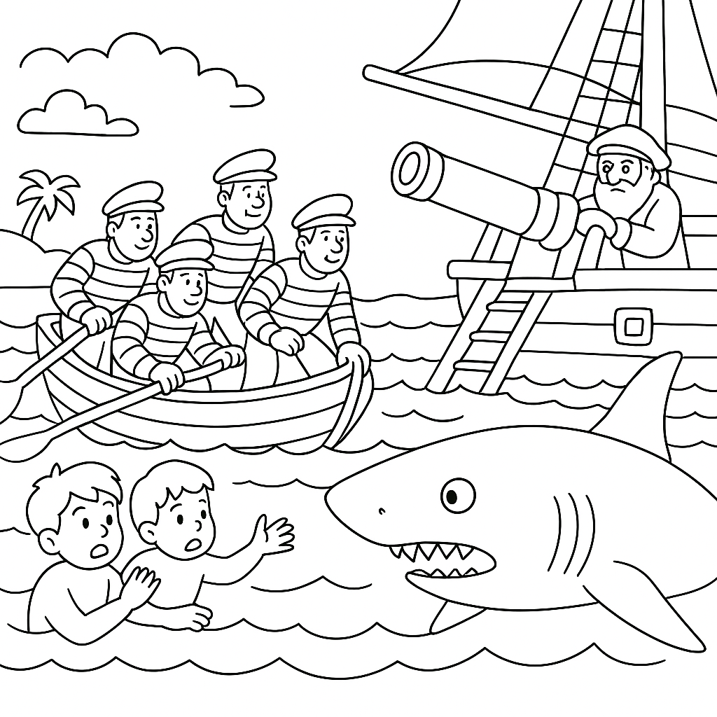 Раскраска по сказке "Акула"
