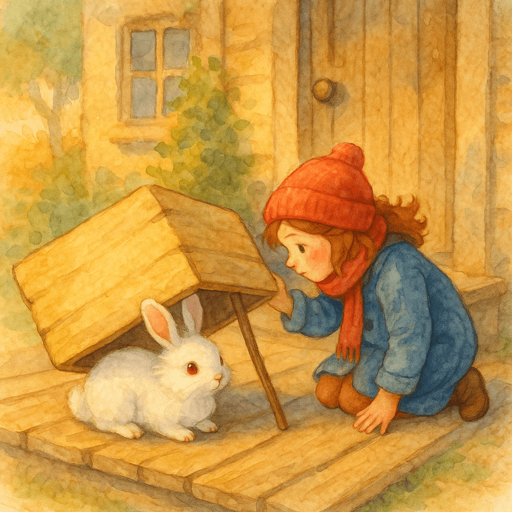 В западню попался белый кролик с розовыми глазами (рисованная акварельная иллюстрация)