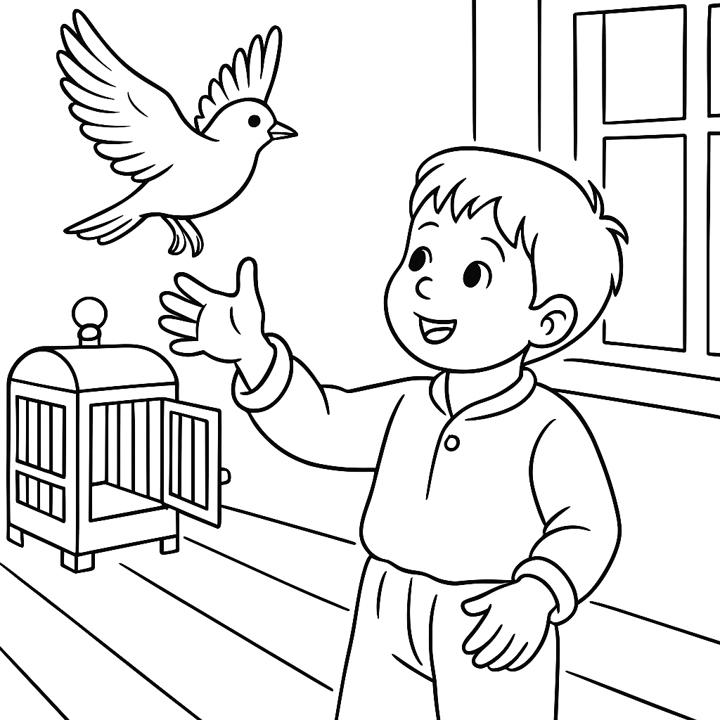 Раскраска по сказке "Птичка"