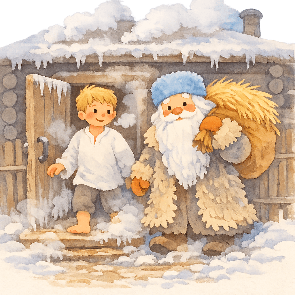 Младший сын и Холодило выходят из ледяной бани